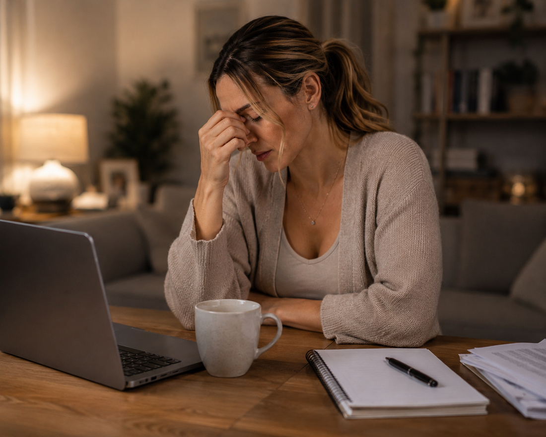 Exhausted woman resting — chronic stress and burnout recovery